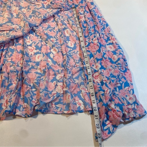 NWT Promesa Size S Blue and Pink Smock Top Floral Slit Front Maxi Dress - Picture 3 of 8